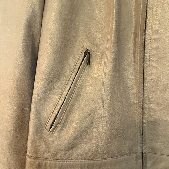 i.e. Gold Metallic 100% leather moto disco jacket - Picture 2 of 8